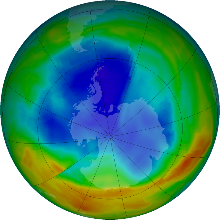 Antarctic ozone map for 04 August 1996
